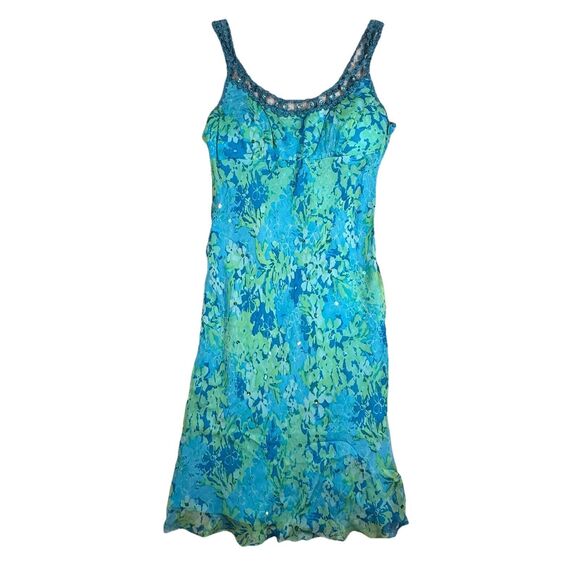 Muse Dress Womens 4 Blue Green Floral Flowers Colorful‎ Boho Fairy Peasant Y2K - Picture 1 of 10